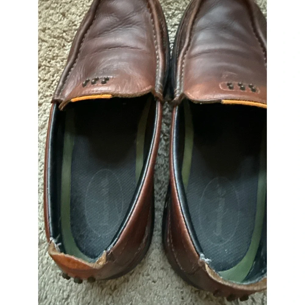 Timberland Mens Brown Leather Slip On Loafer Shoes Size 9M